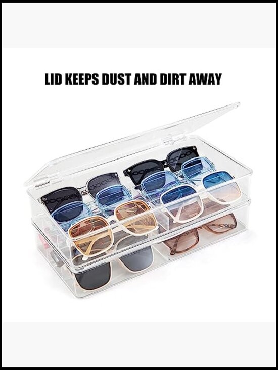 Stackable Acrylic Sunglasses Organizer with Lid - 2 Pack main image 4